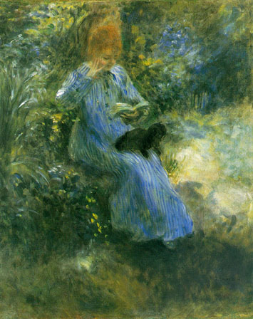 Renoir, Jeune fille lisant dans un jardin, 1874