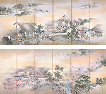 「紅花屏風」横山華山(1784-1837)