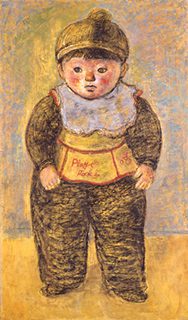 椿 貞雄《童子立像 (明比古立像) 》 板・油彩、パステル 1957年