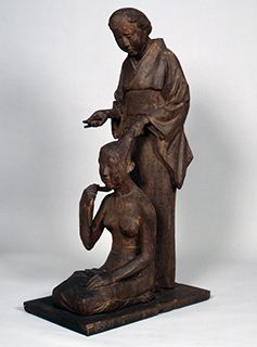 新海竹蔵《結髪》 木彫 1936年