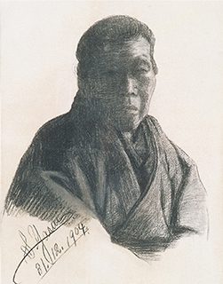 安井曾太郎　16歳　《肖像(老婆)》1904年　紙、コンテ