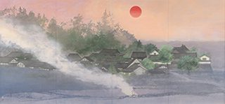 同人 田渕俊夫《明日香心象 橘寺夕陽》<br />
Tabuchi Toshio / Memory of Asuka Sunset in Tachibana temple