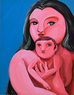 母子像  Painting of Mother and Child 2020 acrylic on canvas 116.7x91cm 竹内真氏蔵<br />
©Aki Kondo<br />
courtesy of ShugoArts