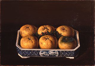 椿貞雄《夏蜜柑図（染付角鉢）》1934-35