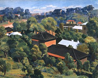《夏の朝（窓外風景・中野方面）》1933年